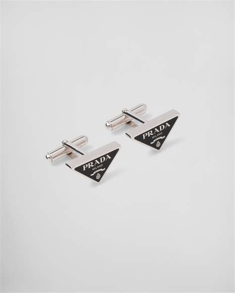 silver prada cufflinks